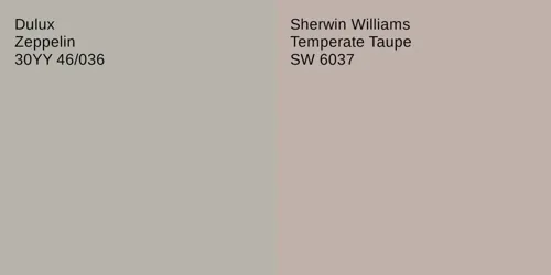 30YY 46/036 Zeppelin vs SW 6037 Temperate Taupe