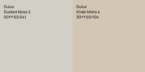 50YY 63/041 Dusted Moss 2 vs 30YY 60/104 Khaki Mists 4