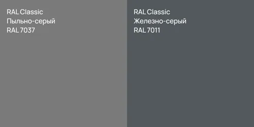 RAL 7037 Пыльно-серый vs RAL 7011 Железно-серый