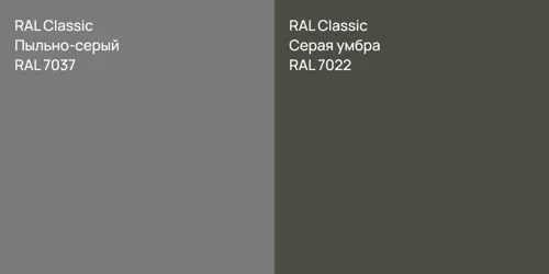 RAL 7037 Пыльно-серый vs RAL 7022 Серая умбра