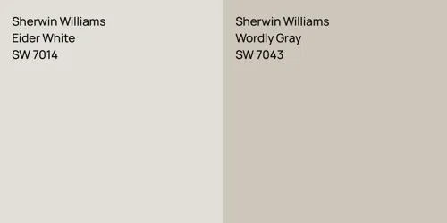 SW 7014 Eider White vs SW 7043 Wordly Gray