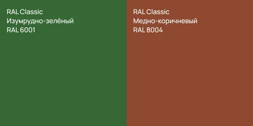 RAL 6001 Изумрудно-зелёный vs RAL 8004 Медно-коричневый