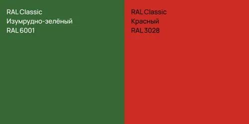 RAL 6001 Изумрудно-зелёный vs RAL 3028 Красный