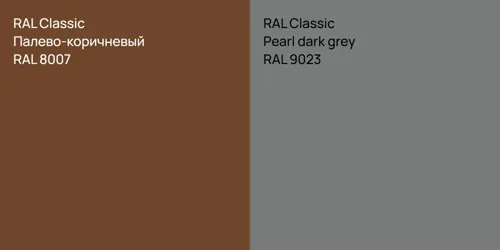 RAL 8007 Палево-коричневый vs RAL 9023  Pearl dark grey
