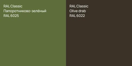 RAL 6025 Папоротниково-зелёный vs RAL 6022  Olive drab