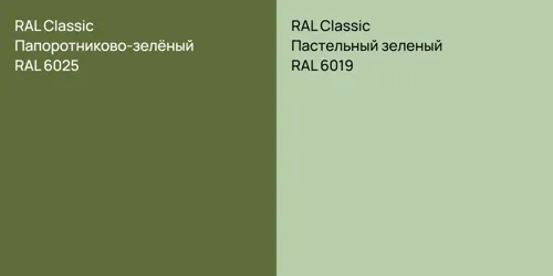 RAL 6025 Папоротниково-зелёный vs RAL 6019 Пастельный зеленый
