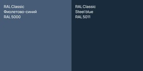 RAL 5000 Фиолетово-синий vs RAL 5011  Steel blue