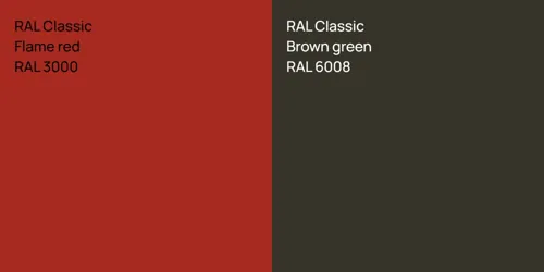 RAL 3000  Flame red vs RAL 6008  Brown green