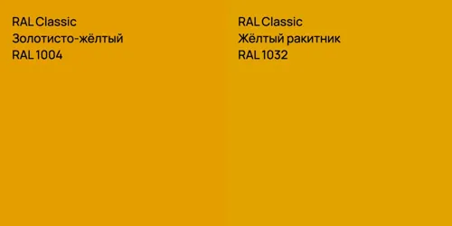 RAL 1004 Золотисто-жёлтый vs RAL 1032 Жёлтый ракитник