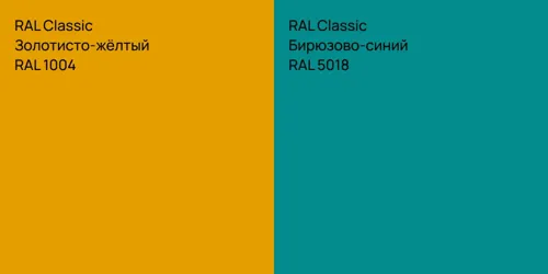 RAL 1004 Золотисто-жёлтый vs RAL 5018 Бирюзово-синий