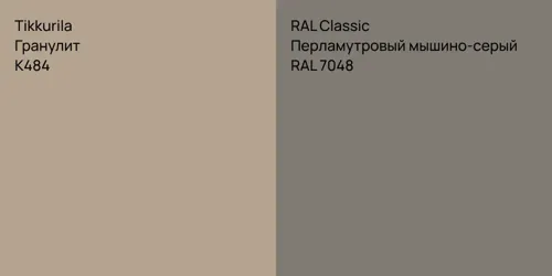 K484 Гранулит vs RAL 7048 Перламутровый мышино-серый