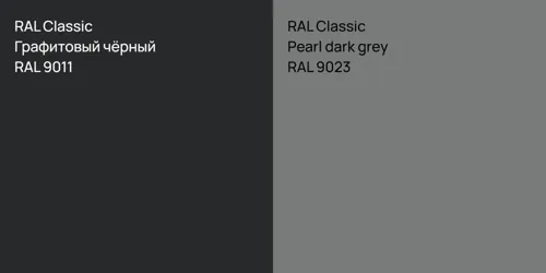 RAL 9011 Графитовый чёрный vs RAL 9023  Pearl dark grey