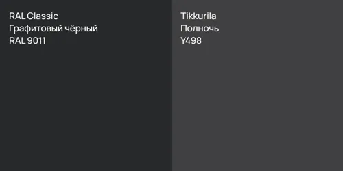 RAL 9011 Графитовый чёрный vs Y498 Полночь
