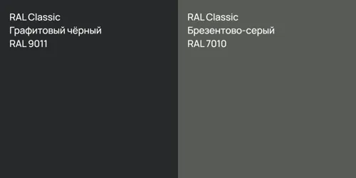 RAL 9011 Графитовый чёрный vs RAL 7010 Брезентово-серый