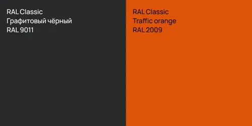 RAL 9011 Графитовый чёрный vs RAL 2009  Traffic orange