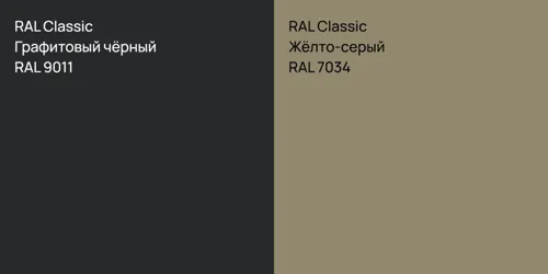 RAL 9011 Графитовый чёрный vs RAL 7034 Жёлто-серый