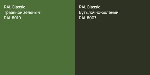 RAL 6010 Травяной зелёный vs RAL 6007 Бутылочно-зелёный