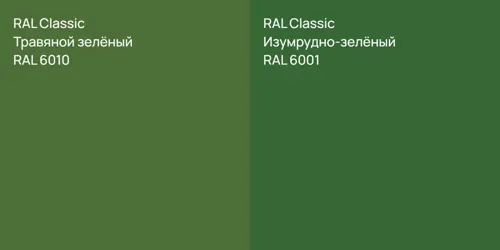 RAL 6010 Травяной зелёный vs RAL 6001 Изумрудно-зелёный