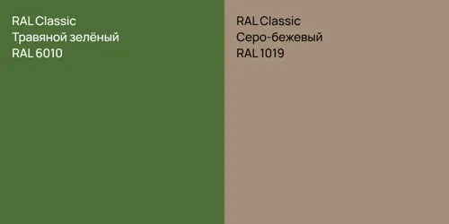 RAL 6010 Травяной зелёный vs RAL 1019 Серо-бежевый