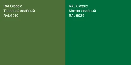 RAL 6010 Травяной зелёный vs RAL 6029 Мятно-зелёный