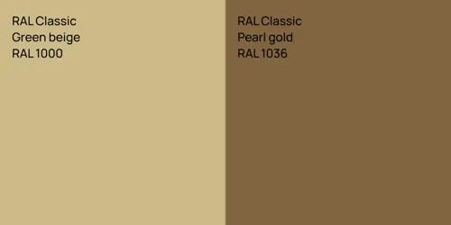 RAL 1000  Green beige vs RAL 1036  Pearl gold