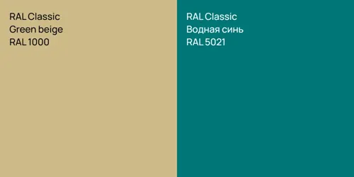 RAL 1000  Green beige vs RAL 5021 Водная синь