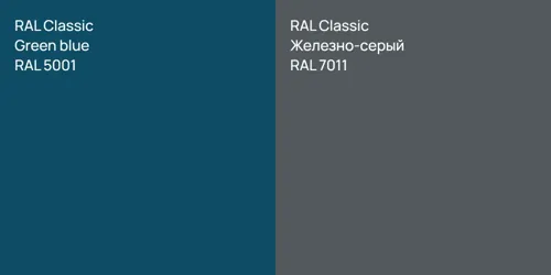 RAL 5001  Green blue vs RAL 7011 Железно-серый