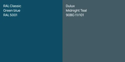 RAL 5001  Green blue vs 90BG 11/101 Midnight Teal