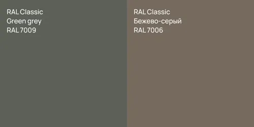RAL 7009  Green grey vs RAL 7006 Бежево-серый