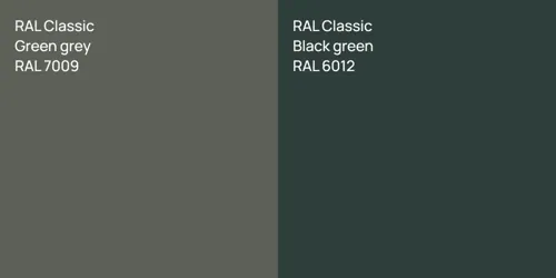RAL 7009  Green grey vs RAL 6012  Black green