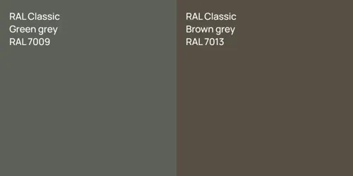 RAL 7009  Green grey vs RAL 7013  Brown grey