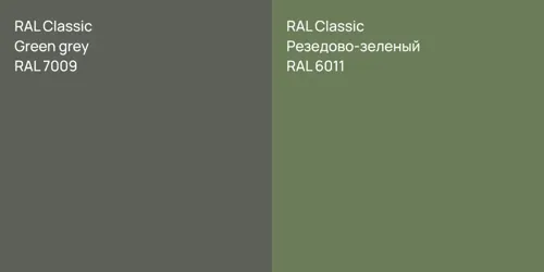 RAL 7009  Green grey vs RAL 6011 Резедово-зеленый