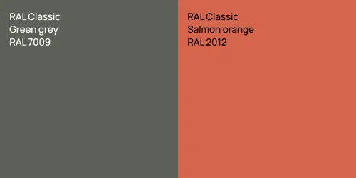 RAL 7009  Green grey vs RAL 2012  Salmon orange