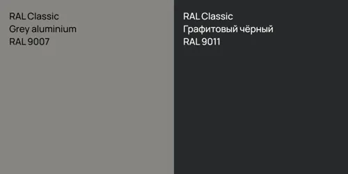 RAL 9007  Grey aluminium vs RAL 9011 Графитовый чёрный