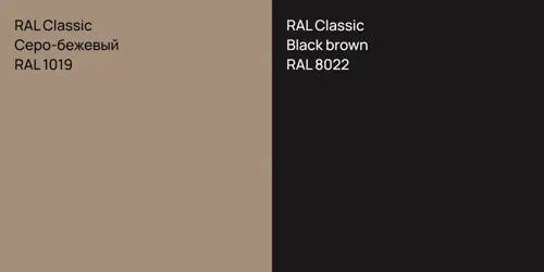 RAL 1019 Серо-бежевый vs RAL 8022  Black brown
