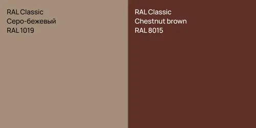 RAL 1019 Серо-бежевый vs RAL 8015  Chestnut brown
