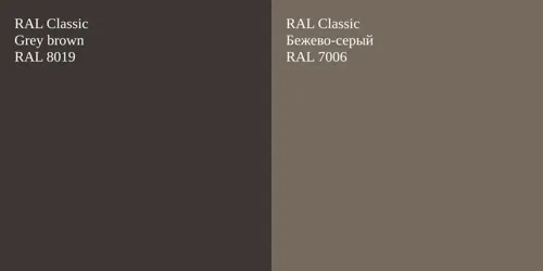 RAL 8019  Grey brown vs RAL 7006 Бежево-серый