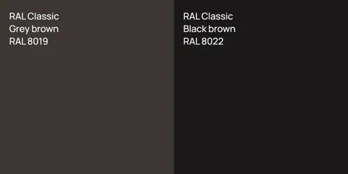RAL 8019  Grey brown vs RAL 8022  Black brown
