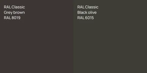 RAL 8019  Grey brown vs RAL 6015  Black olive