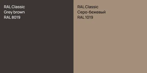 RAL 8019  Grey brown vs RAL 1019 Серо-бежевый