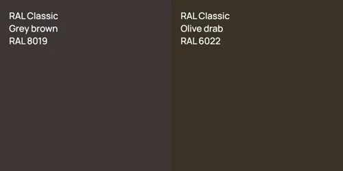 RAL 8019  Grey brown vs RAL 6022  Olive drab