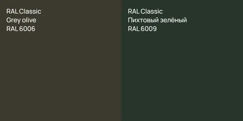 RAL 6006  Grey olive vs RAL 6009 Пихтовый зелёный