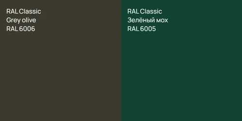 RAL 6006  Grey olive vs RAL 6005 Зелёный мох