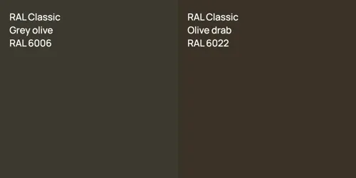 RAL 6006  Grey olive vs RAL 6022  Olive drab
