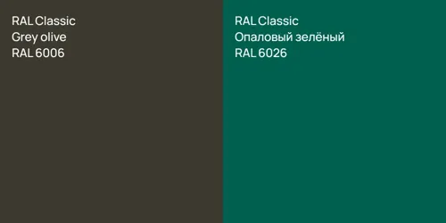 RAL 6006  Grey olive vs RAL 6026 Опаловый зелёный
