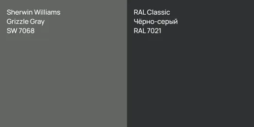 SW 7068 Grizzle Gray vs RAL 7021 Чёрно-серый