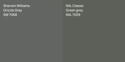 SW 7068 Grizzle Gray vs RAL 7009  Green grey