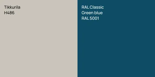 H486  vs RAL 5001  Green blue