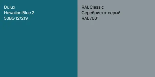 50BG 12/219 Hawaiian Blue 2 vs RAL 7001 Серебристо-серый