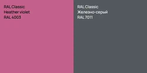 RAL 4003  Heather violet vs RAL 7011 Железно-серый